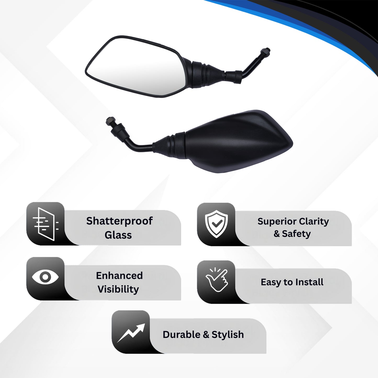 Varroc Shatter Proof Rear View Mirror For TVX Star City Phoenix Right Hand  (Pack of 1) - REVM-STRC-RH130