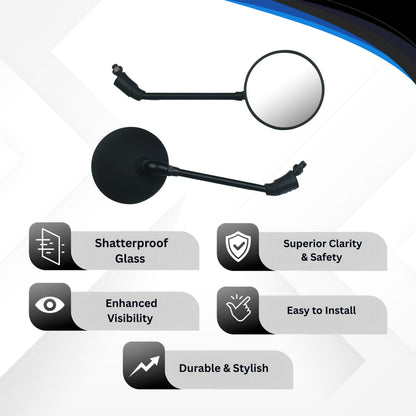 Varroc Shatter Proof Rear View Mirror For Royal Enfeld BULLET BLACK Right Hand  (Pack of 1) - REVM-BULT-RH350