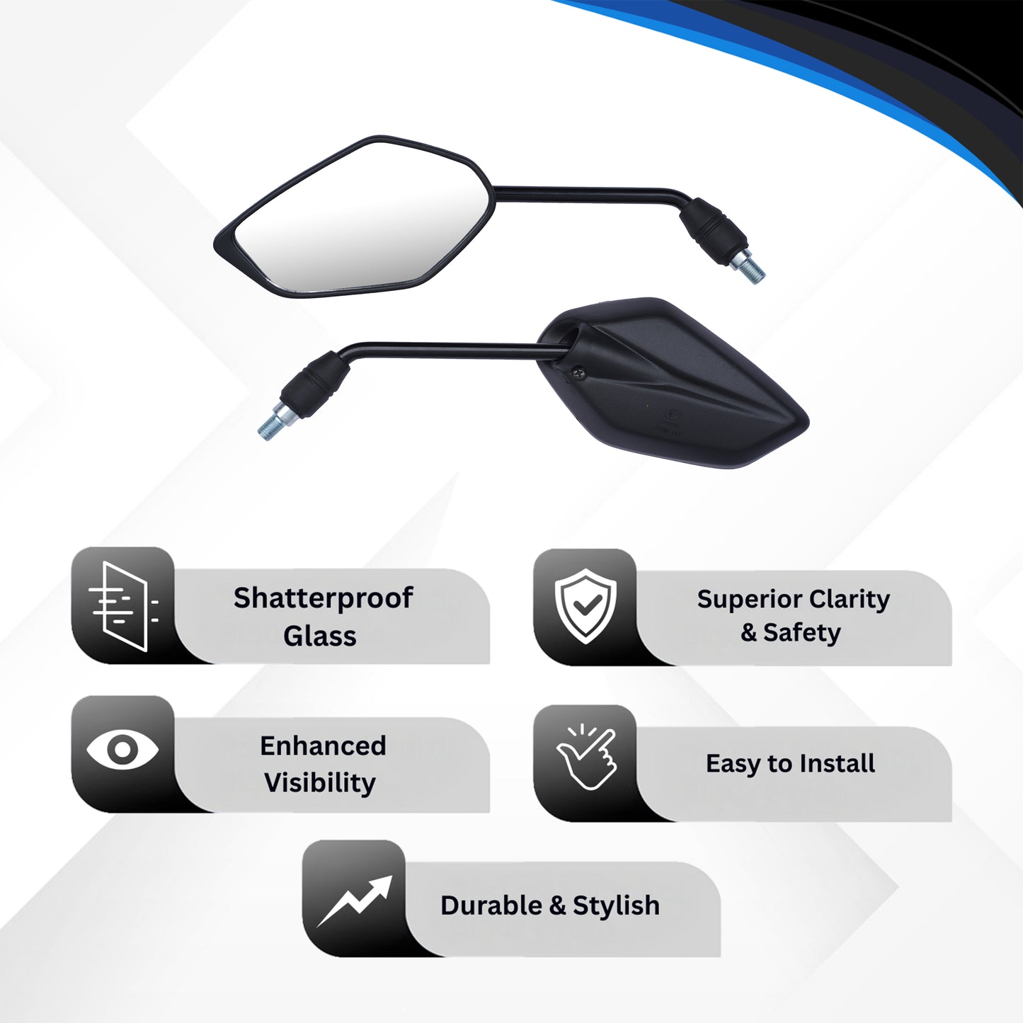 Varroc Shatter Proof Rear View Mirror For YAMHA F Z NM Left Hand  (Pack of 1) - REVM-YFZN-LH400