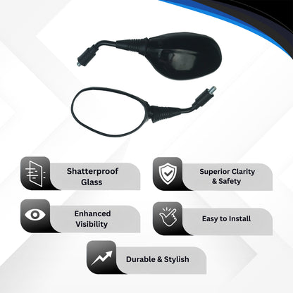 Varroc Shatter Proof Rear View Mirror Right Hand For HiroGLAMOR BLACK  (Pack of 1) - REVM-GLMR-170AR