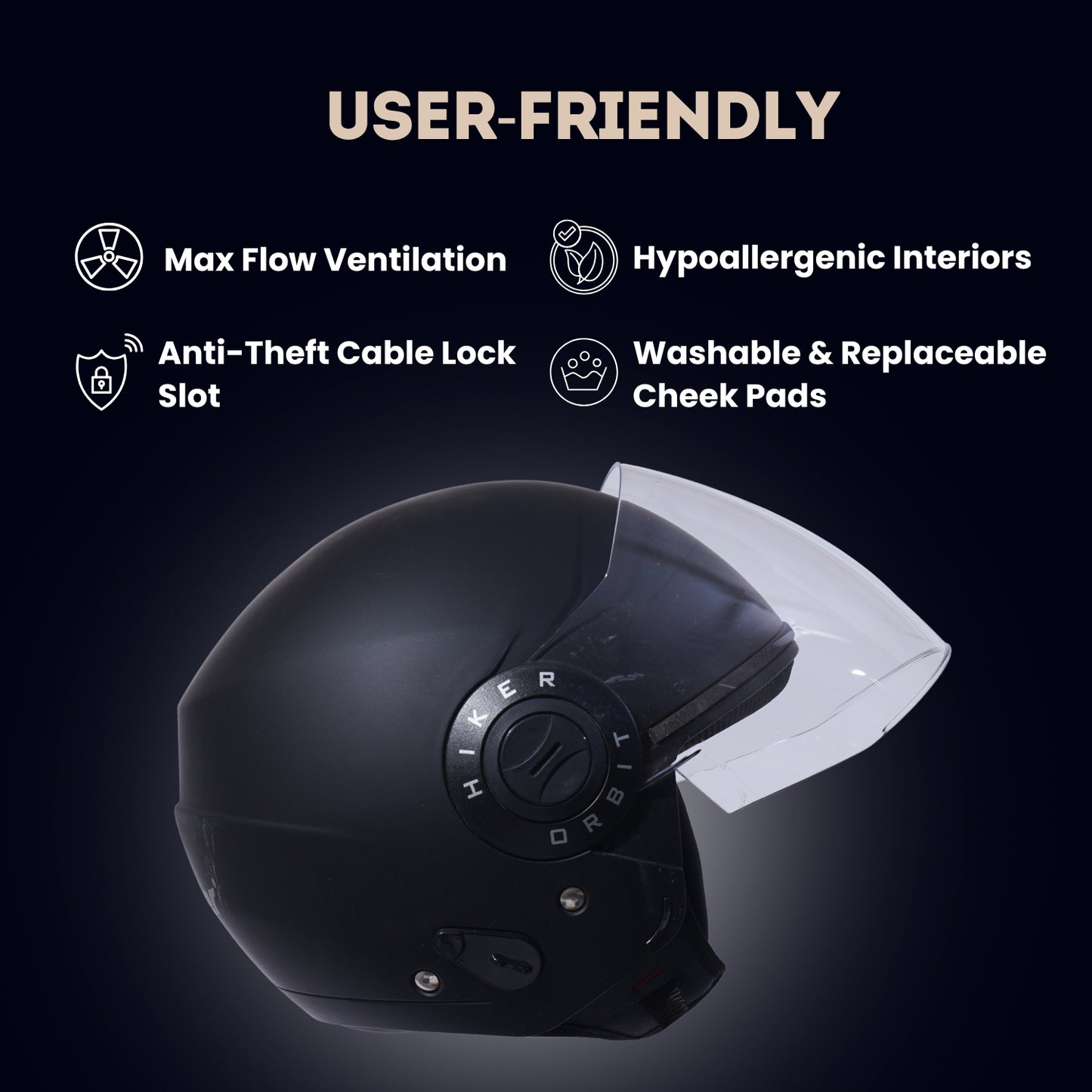ORBIT PRO Half Face Helmet -Matt Black