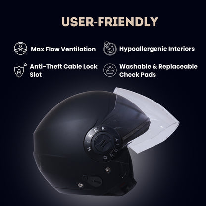 ORBIT PRO Half Face Helmet -Matt Black