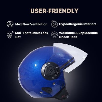 ORBIT PRO Half Face Helmet -Gloss Blue
