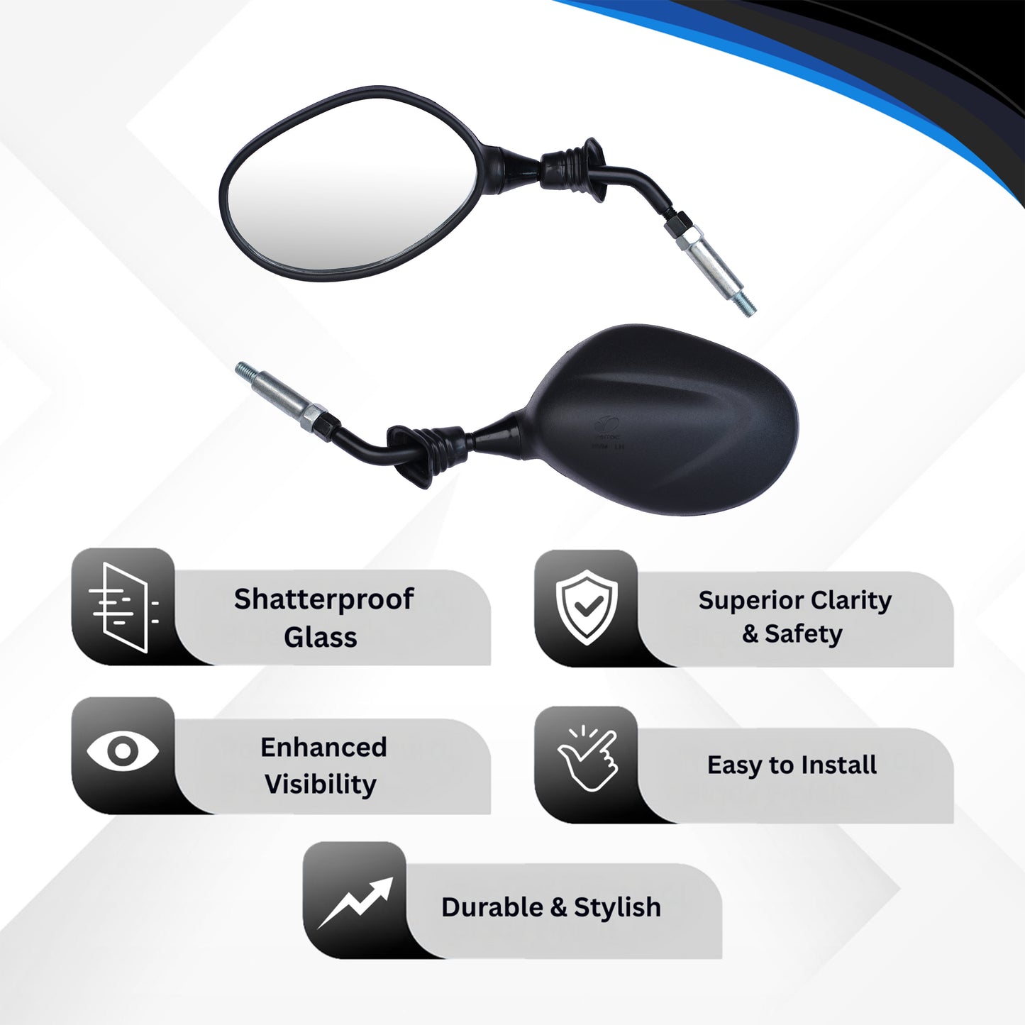 Varroc Shatter Proof Rear View Mirror Left Hand For Hoonda ACTVA /DEO/AVIATER  NEW MODEL WITH ADAPTOR  (Pack of 1) - REVM-ACTV-HM43