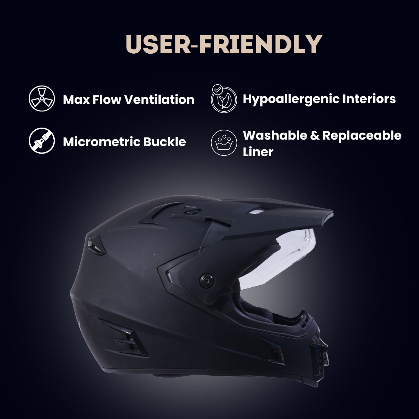 METEOR Full Face Helmet-Matt Black