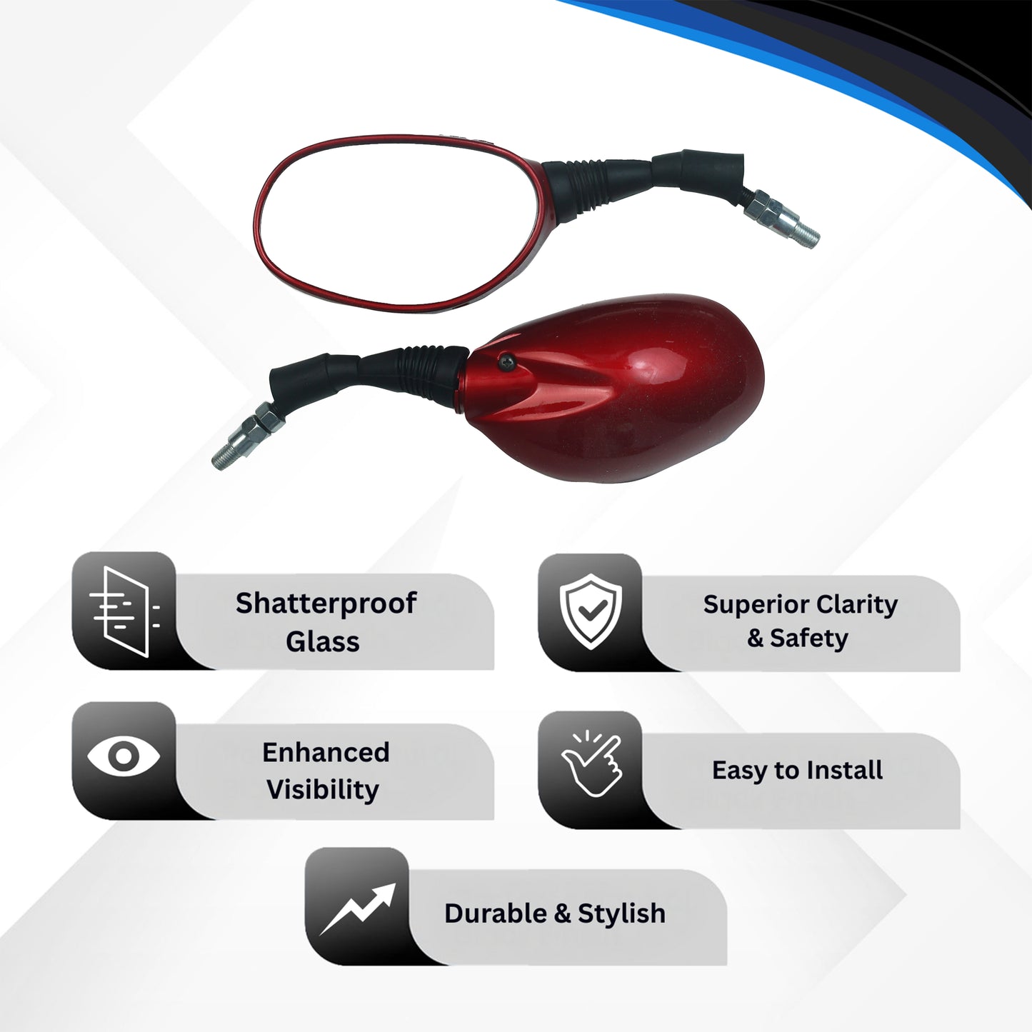 Varroc Shatter Proof Rear View Mirror For HiroPassion PRO SplendorPRO CANDY RED Right Hand  (Pack of 1) - REVM-PSRP-300AR