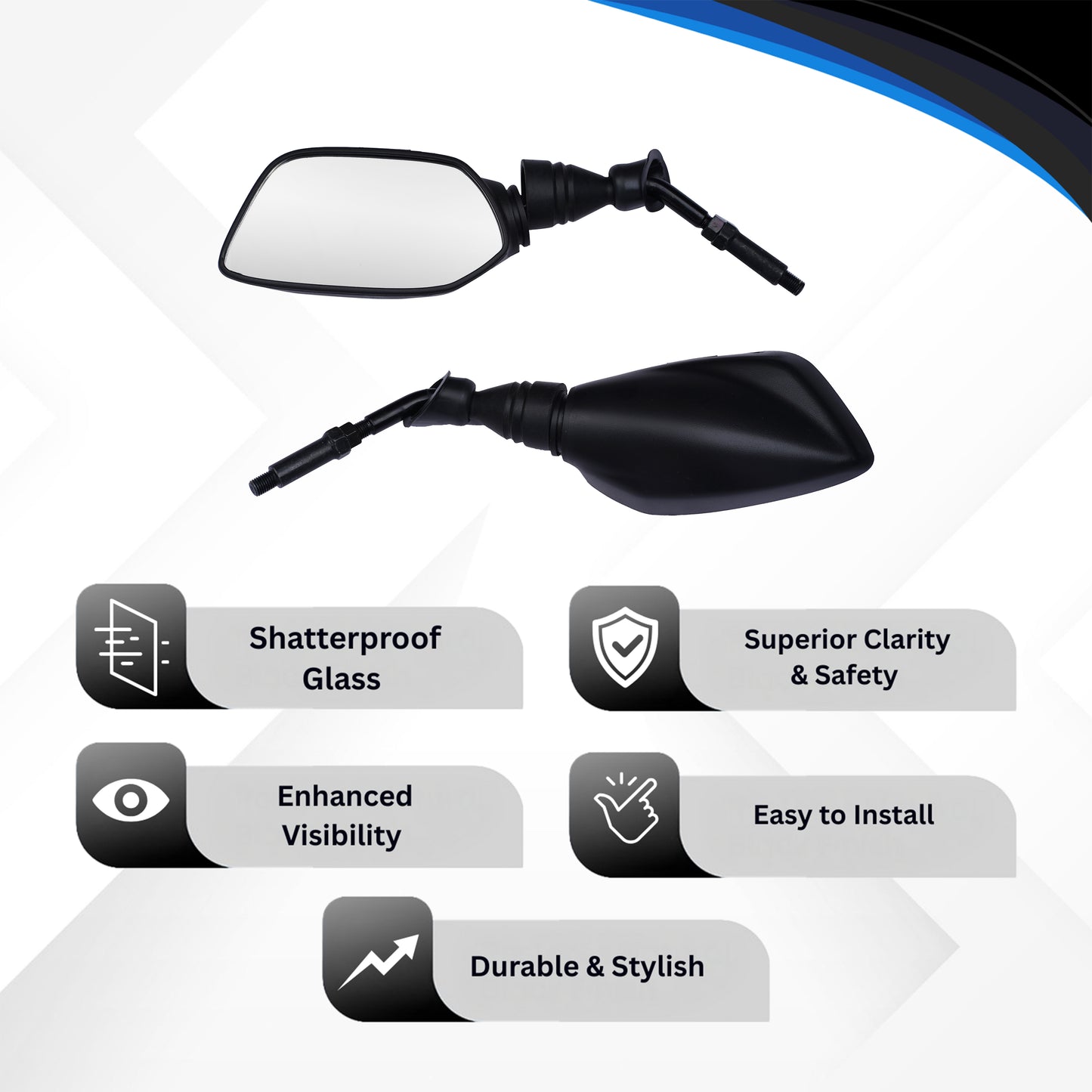 Varroc Shatter Proof Rear View Mirror For TVX NTORQ Right Hand  (Pack of 1) - REVM-NTRQ-RH290