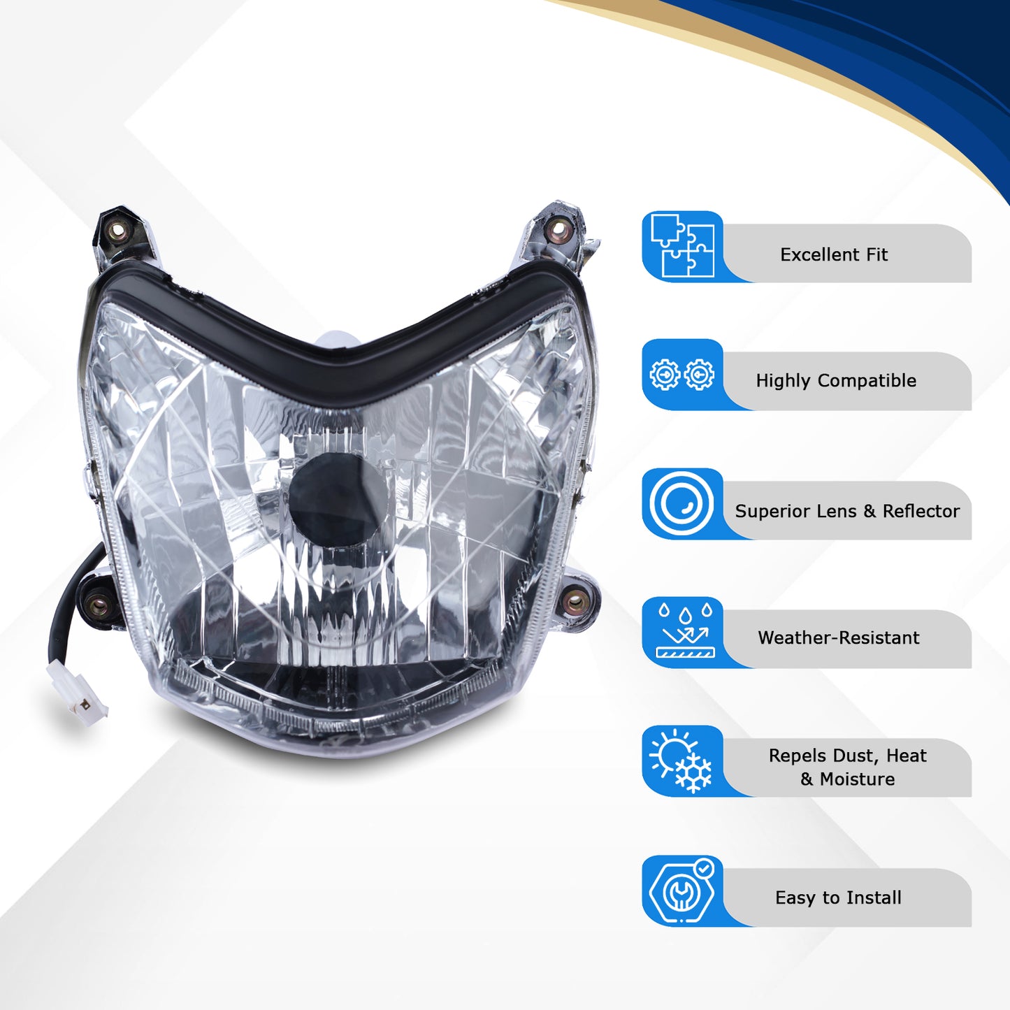 Varroc Head Lamp Unit Wo Parking Str Sprts - HLAM-SPRT-HU270