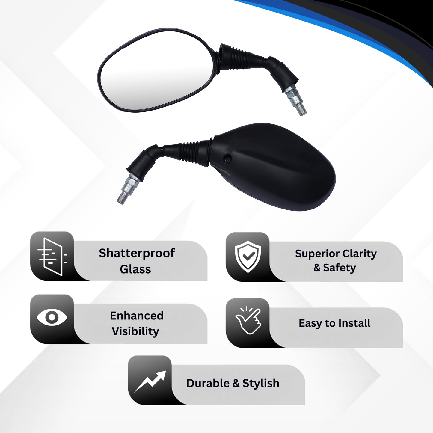 Varroc Shatter Proof Rear View Mirror For HiroSPR Splendor WO PAINT Left Hand  (Pack of 1) - REVM-SSPL-LH260