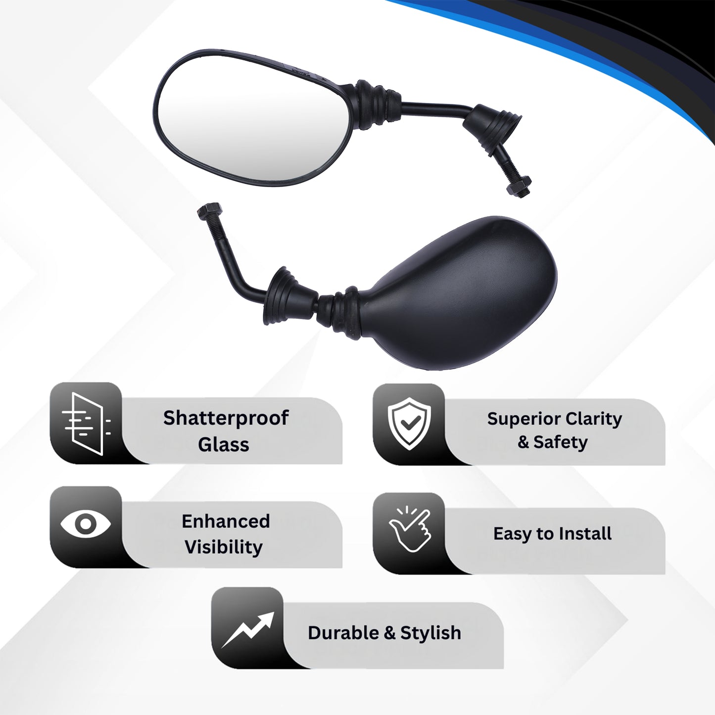 Varroc Shatter Proof Rear View Mirror For SZUKI  AXCESS HEEAT Right Hand Model  (Pack of 1) - REVM-ACCS-RH170