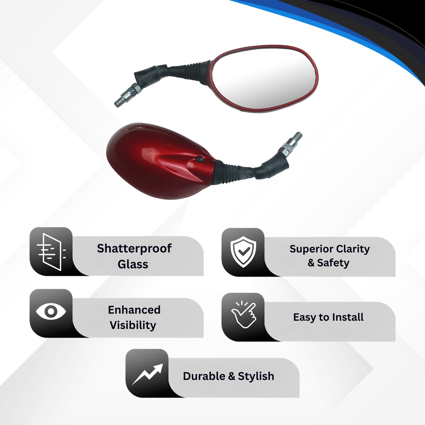 Varroc Shatter Proof Rear View Mirror For HiroPassion PRO SplendorPRO CANDY RED Left Hand  (Pack of 1) - REVM-PSRP-300AL