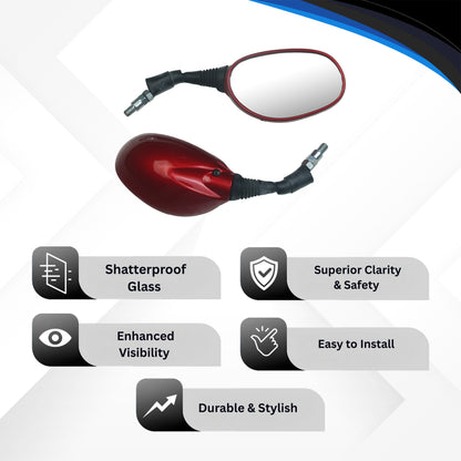 Varroc Shatter Proof Rear View Mirror For HiroPassion PRO SplendorPRO CANDY RED Left Hand  (Pack of 1) - REVM-PSRP-300AL