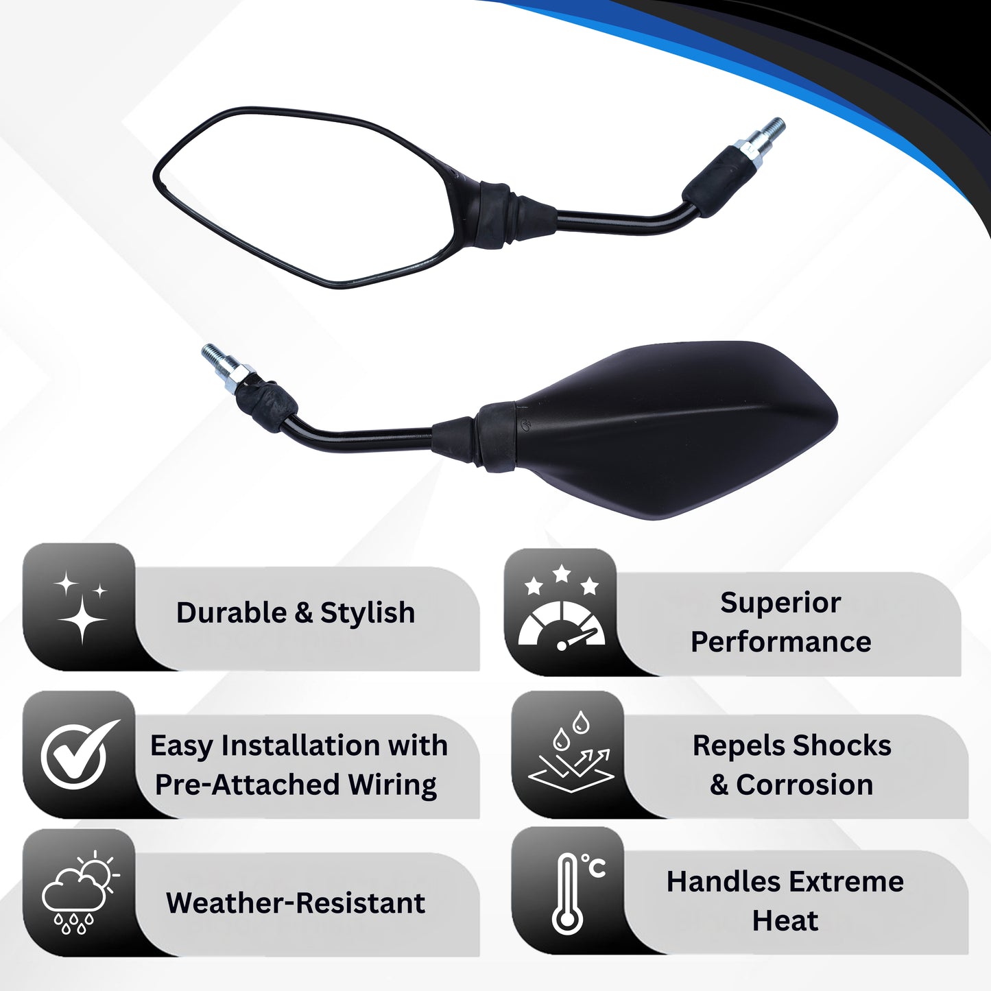 Varroc Shatter Proof Rear View Mirror For BAJJ Platina 5G Right Hand (Pack of 1) - REVM-PLTN-JK601