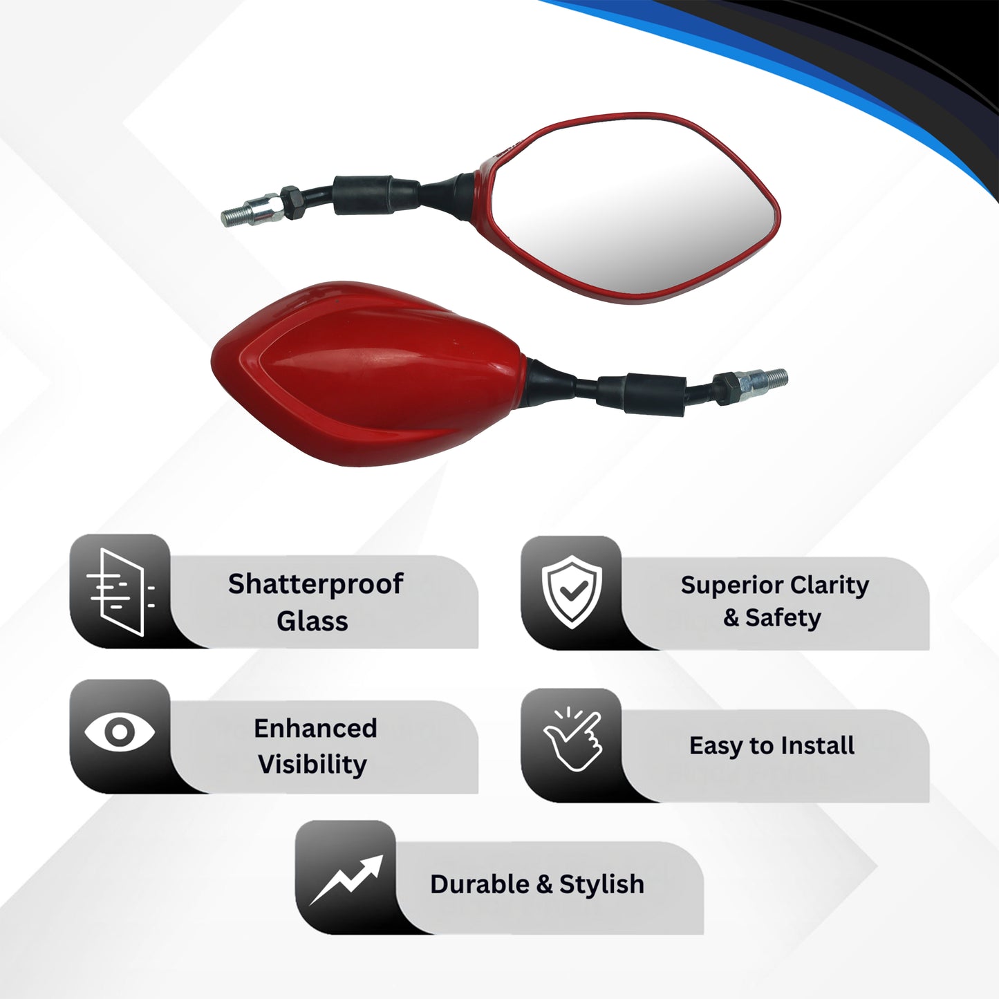 Varroc Shatter Proof Rear View Mirror For HiroPassion PRO NM REFRESH SPORTS RED Left Hand  (Pack of 1) - REVM-PPRO-367AL
