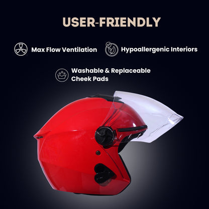 FLASH PRO Half Face Helmet -Gloss Red