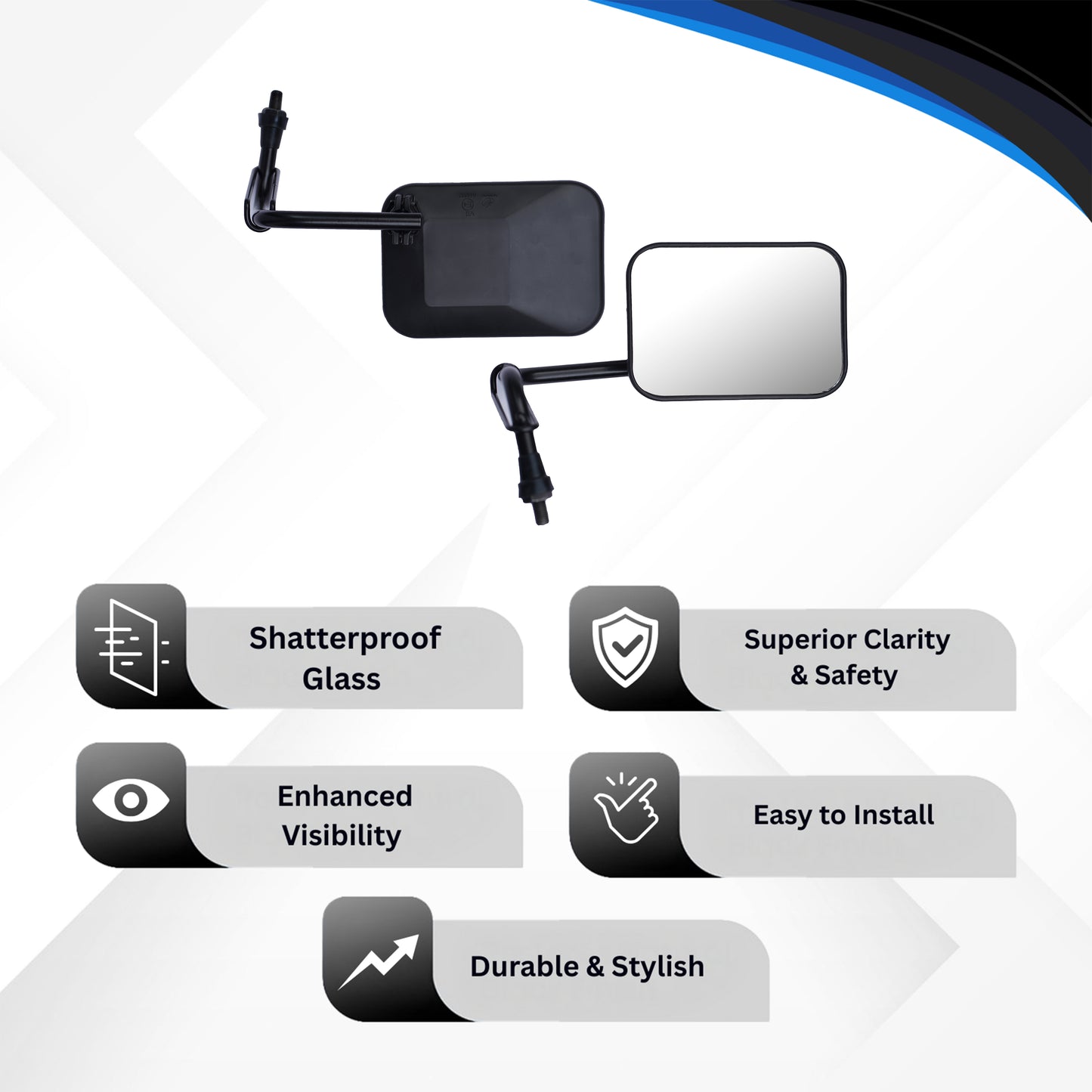 Varroc Shatter Proof REAR VIEW MIRROR For BAJJ AUTO MAXIMA/ Cargo Right Hand  (Pack of 1) - REVM-MAZI-BB18