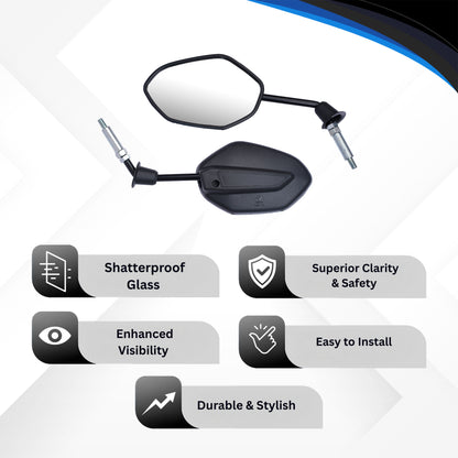 Varroc Shatter Proof Rear View Mirror For Hoonda Left Hand ACTVA 6G WITH ADAPTOR BS6 Left Hand  (Pack of 1) - REVM-ACTV-K0P20