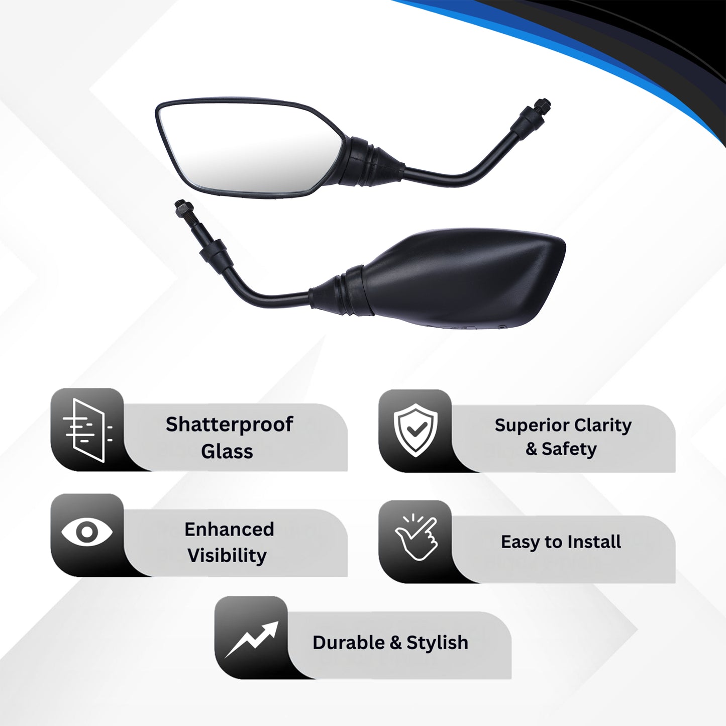 Varroc Shatter Proof Rear View Mirror For TVX Left Hand APACHI RT R 160 CC  (Pack of 1) - REVM-APCH-LH180