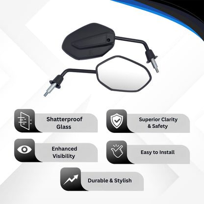 Varroc Shatter Proof Rear View Mirror For Hoonda ACTVA 6G WITH ADAPTOR BS6 Right Hand (Pack of 1) - REVM-ACTV-K0P10