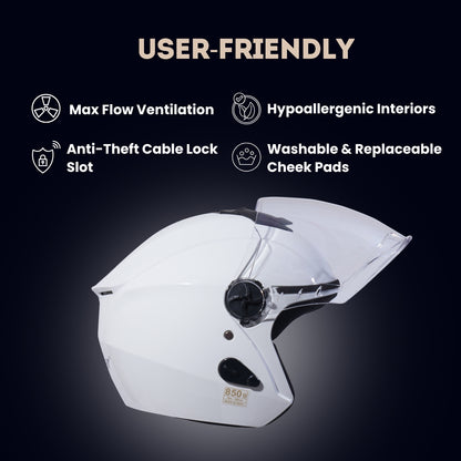 FLASH PRO Half Face Helmet -Gloss White
