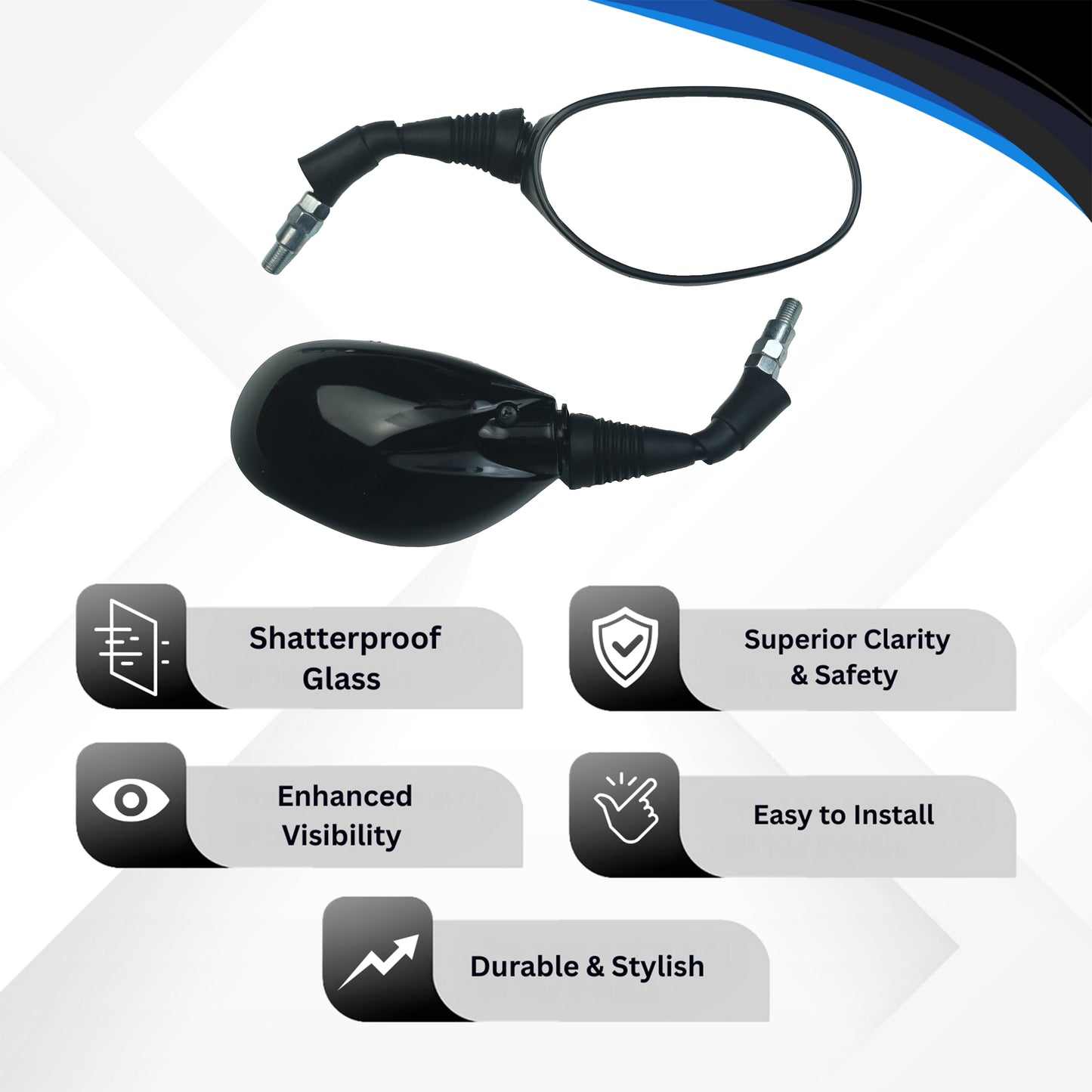 Varroc Shatter Proof Rear View Mirror For HiroPASSION PRO Splendor PRO Left Hand BLACK  (Pack of 1) - REVM-PPRO-255L