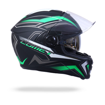 COMET PRO MAX Full Face Helmet-Matt Black Green