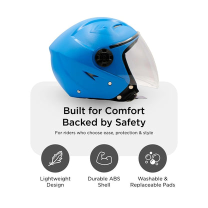 Hiker Nebula Natural Sky Blue Half Face Helmet