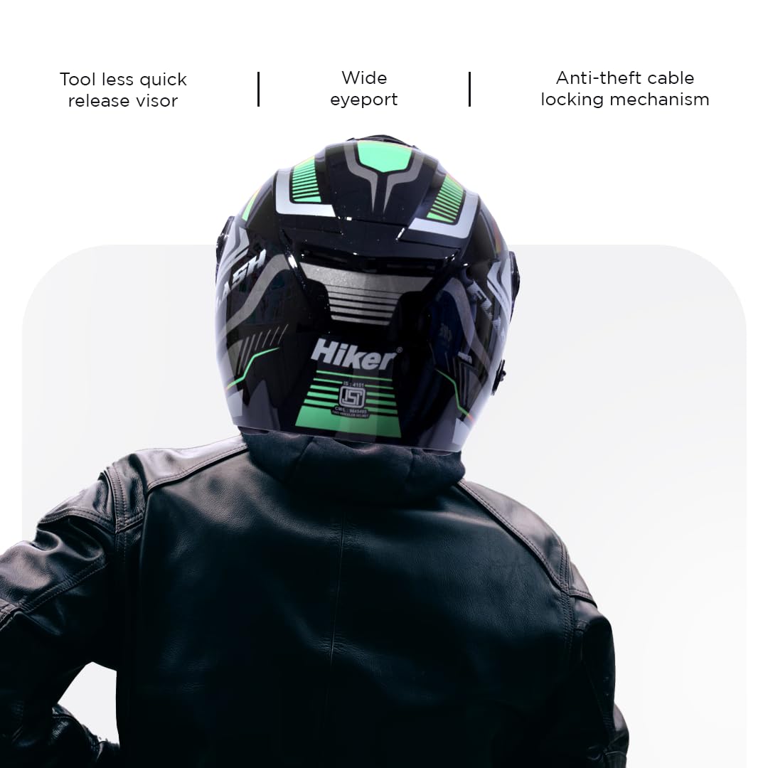 FLASH PRO MAX Half Face Helmet-Gloss Black Green -HLMT-BGRN-FPMX3G