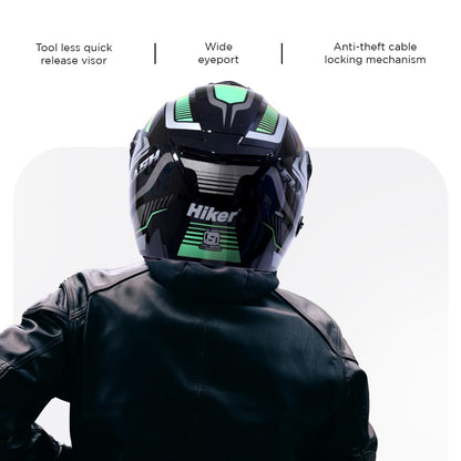 FLASH PRO MAX Half Face Helmet-Gloss Black Green -HLMT-BGRN-FPMX3G