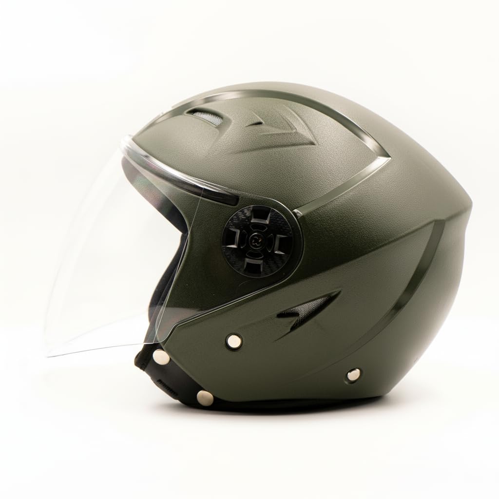 Hiker   Nebula Natural Military Green Half Face Helmet
