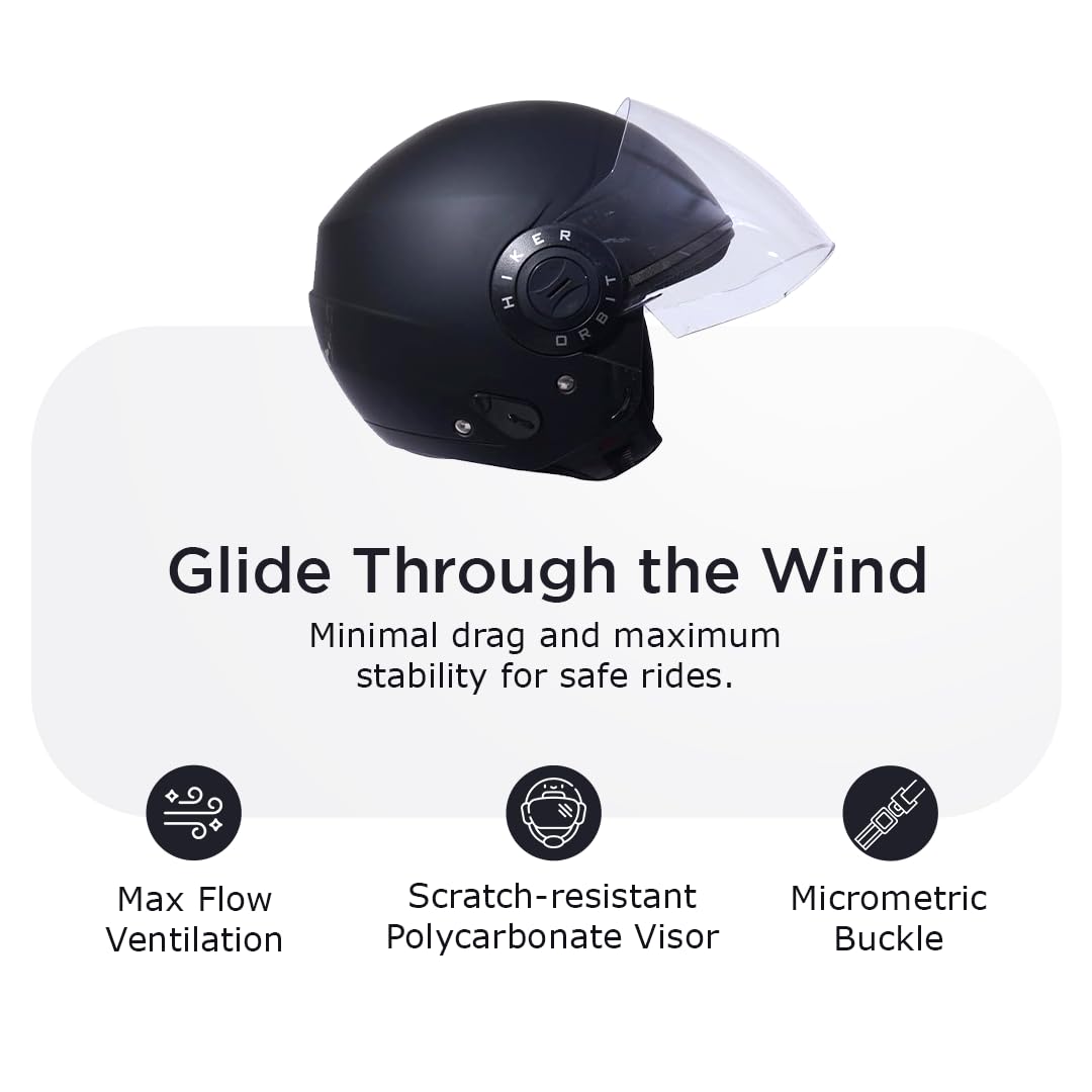 ORBIT PRO Half Face Helmet -Matt Black -HLMT-MBLK-ORTPRO2