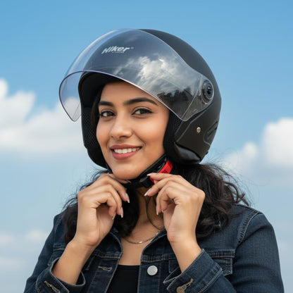 Hiker Nebula Natural Black Half Face Helmet
