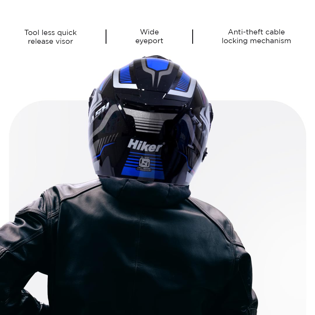 FLASH PRO MAX Half Face Helmet-Gloss Black Blue -HLMT-BBLU-FPMX4G