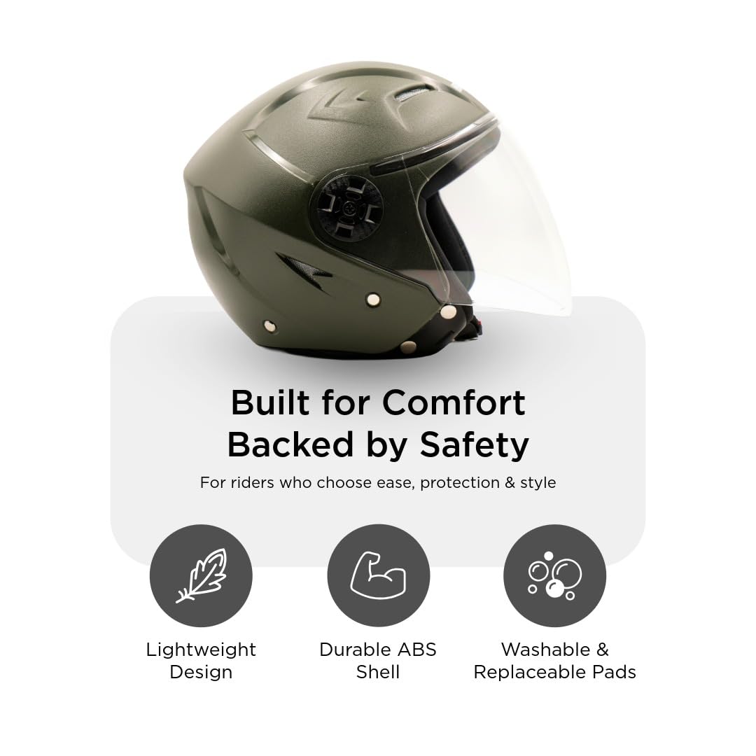 Hiker   Nebula Natural Military Green Half Face Helmet