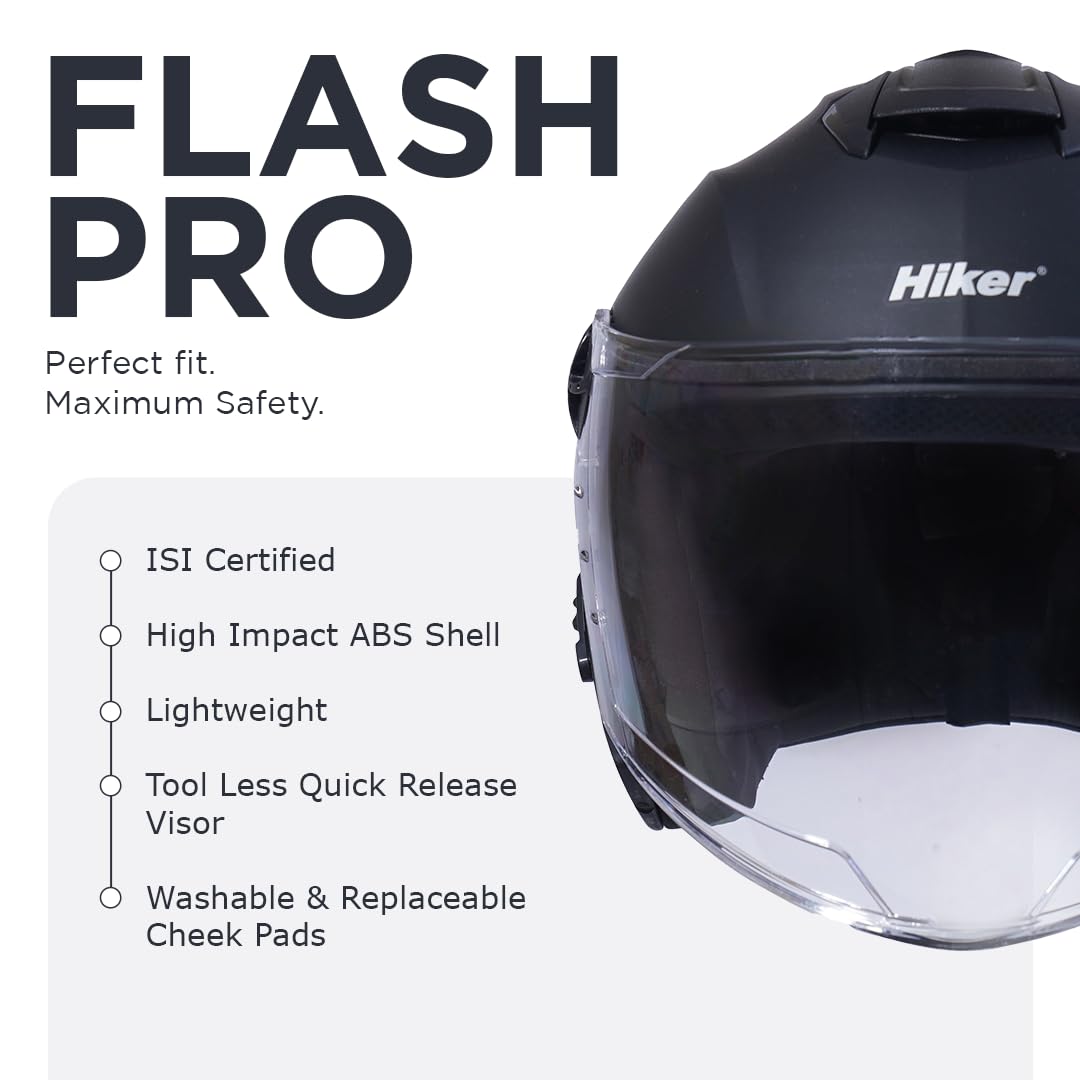 FLASH PRO Half Face Helmet -Matt Black -HLMT-MBLK-FLSPRO2