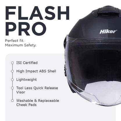 FLASH PRO Half Face Helmet -Matt Black -HLMT-MBLK-FLSPRO2