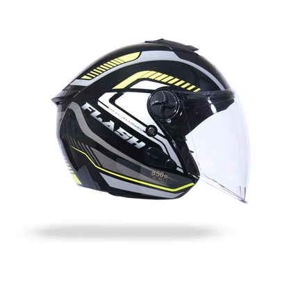 FLASH PRO MAX Half Face Helmet -Gloss Black Yellow -HLMT-BYLW-FPMX2G