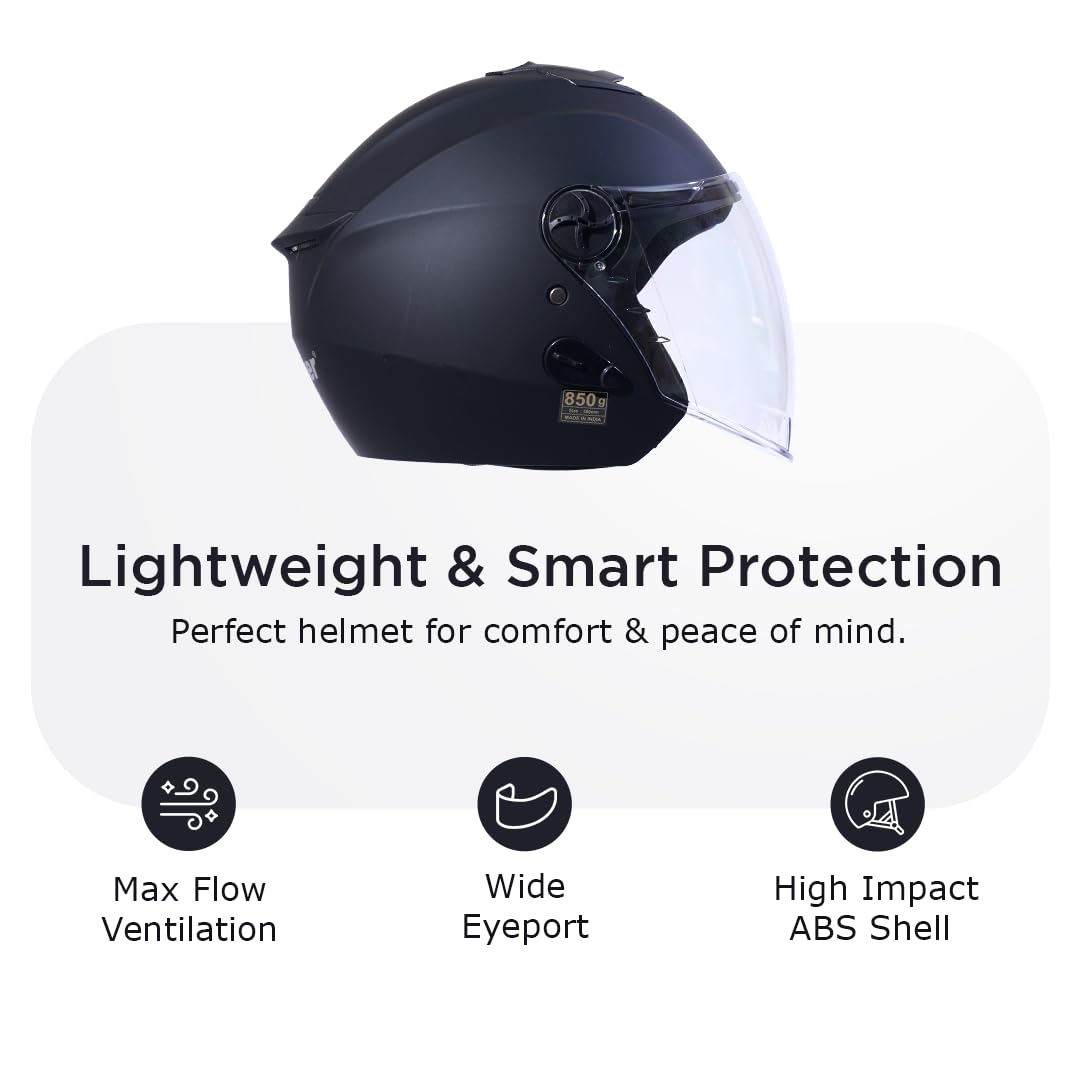 FLASH PRO Half Face Helmet -Matt Black -HLMT-MBLK-FLSPRO2