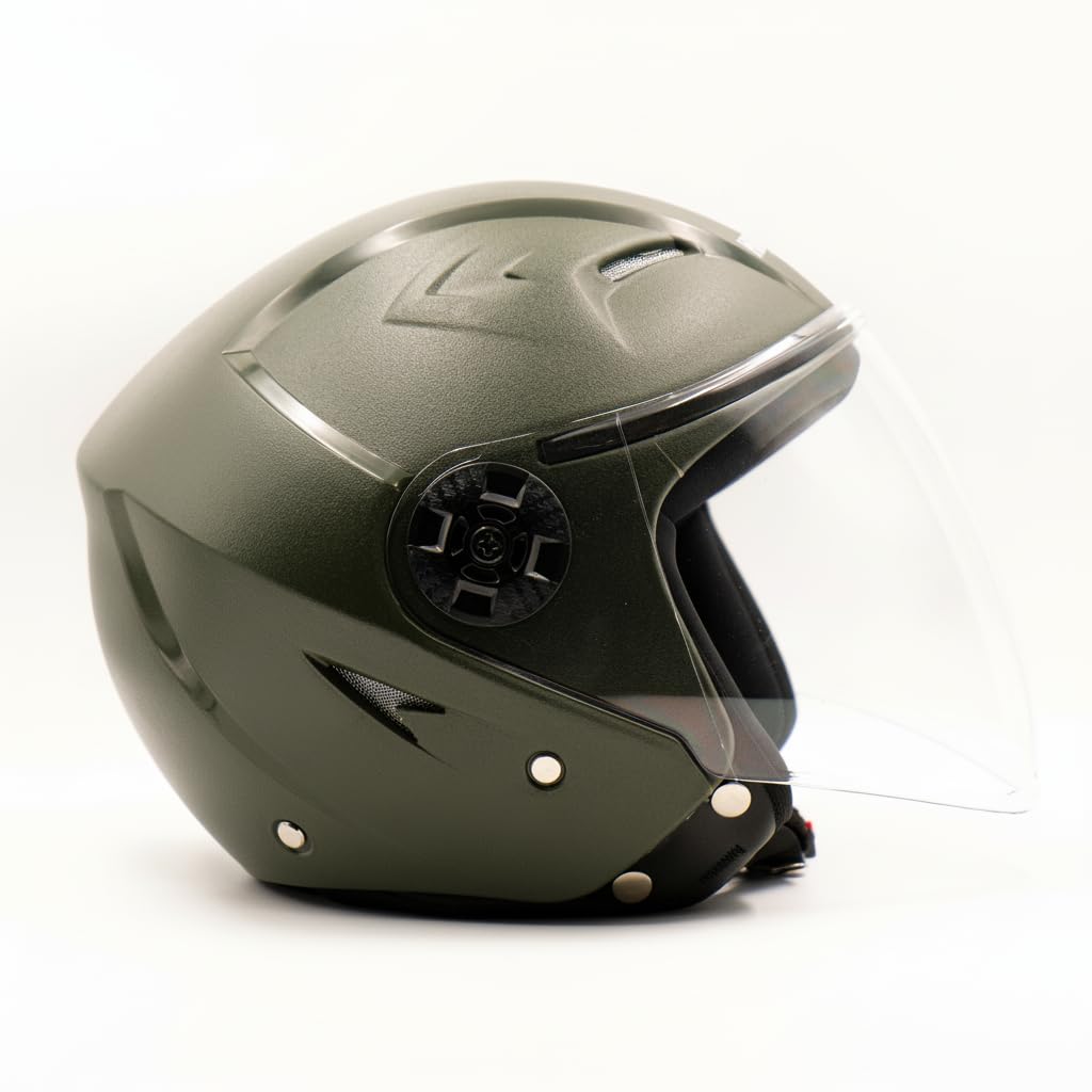 Hiker   Nebula Natural Military Green Half Face Helmet