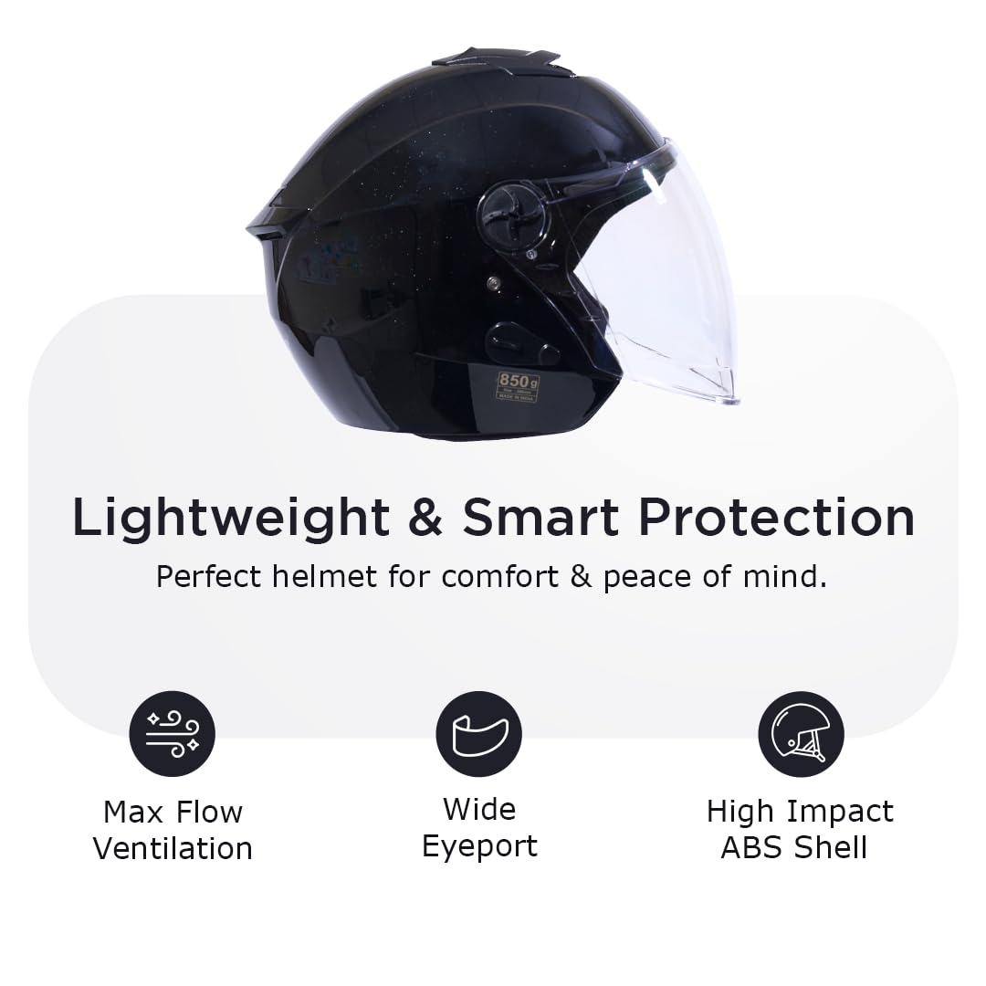 FLASH PRO Half Face Helmet -Gloss Black -HLMT-GBLK-FLSPRO1
