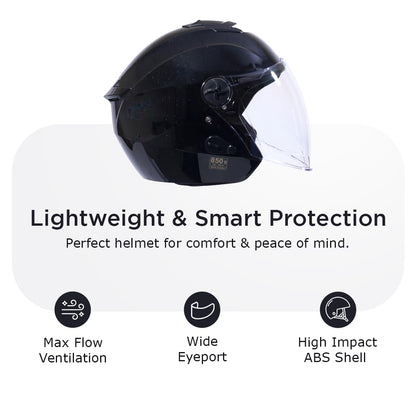 FLASH PRO Half Face Helmet -Gloss Black -HLMT-GBLK-FLSPRO1