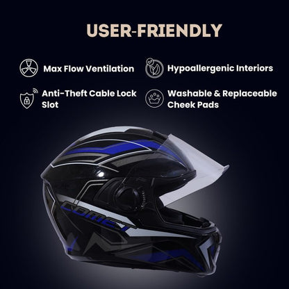 FLASH PRO MAX Full Face Helmet -Matt Black Green -HLMT-BGRN-FLSPMX3