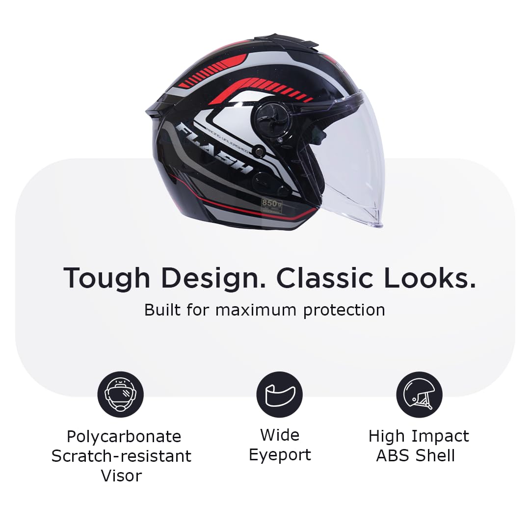 FLASH PRO MAX Half Face Helmet-Gloss Black -HLMT-BRED-FPMX1G