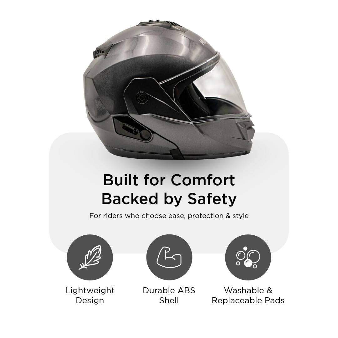 Hiker Pluto Pro Black Flip Up Helmet with Helmet Cleaner & Sanitizer Combo - HLMT-GRED-PPRO3 & CARC-UNIV-HCLN