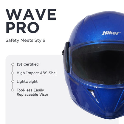WAVE PRO Full Face Helmet -Gloss Blue -HLMT-GBLU-WPRO4