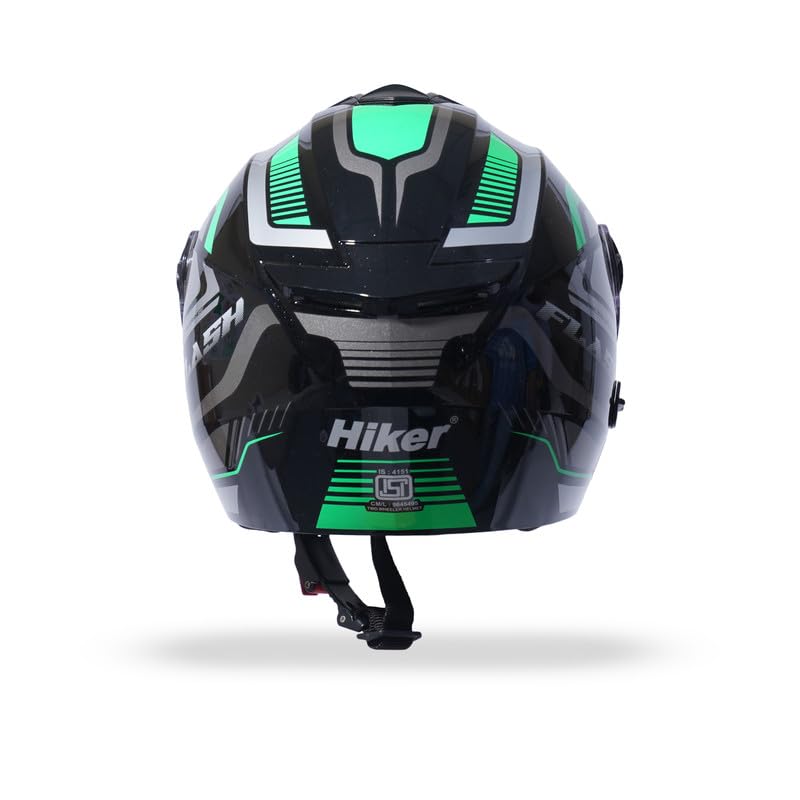 FLASH PRO MAX Half Face Helmet-Gloss Black Green -HLMT-BGRN-FPMX3G