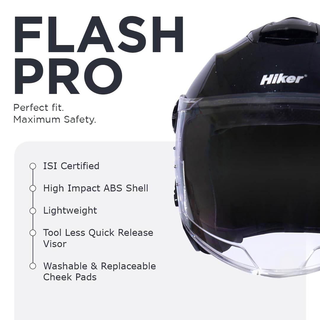 FLASH PRO Half Face Helmet -Gloss Black -HLMT-GBLK-FLSPRO1