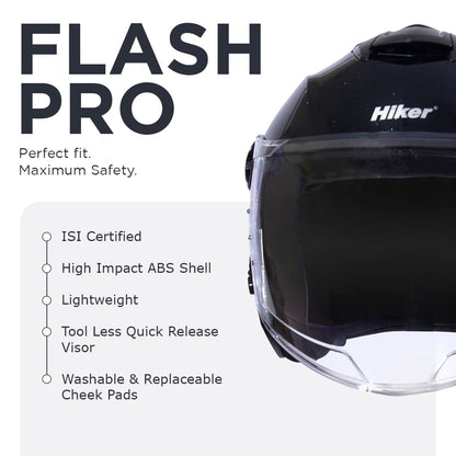 FLASH PRO Half Face Helmet -Gloss Black -HLMT-GBLK-FLSPRO1