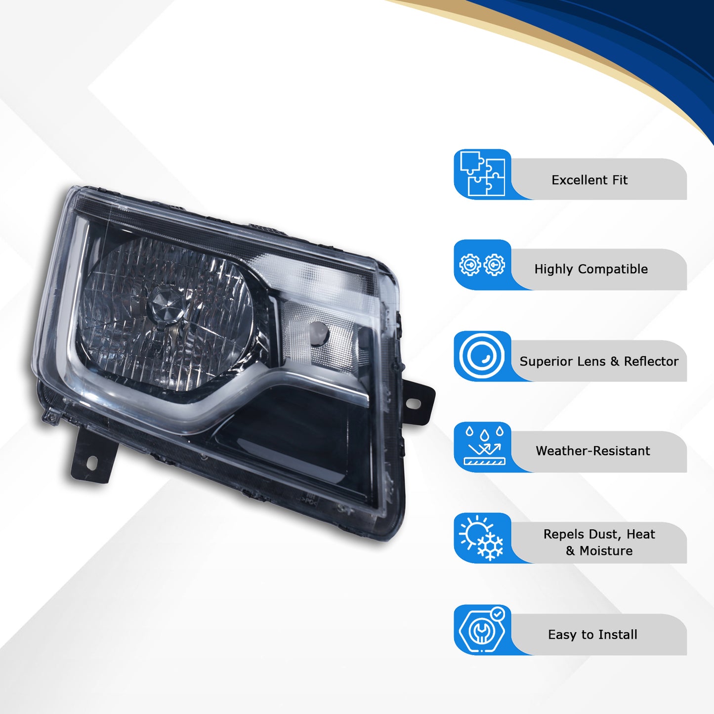 Varroc Head Light Unit Bolro T4 2020 Bs6 Rh - HLU-BLRO-47WMT4R