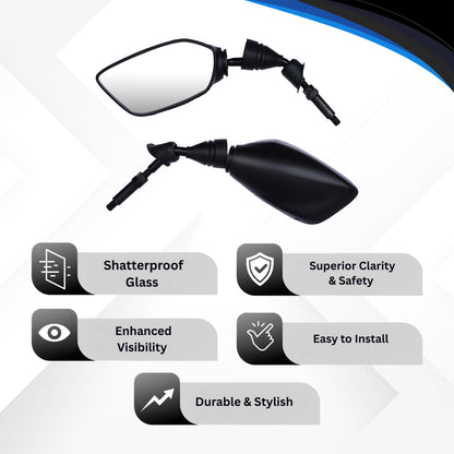 Varroc Shatter Proof Rear View Mirror For TVX NTORQ Left Hand  (Pack of 1) - REVM-NTRQ-LH280